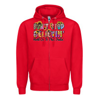 Red don't stop believin' hold on to that feeling Zipper Hoodie - Zillion Design Studio