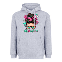 Heather Grey dog mom messy bun Heavyweight Hoodie - Zillion Design Studio