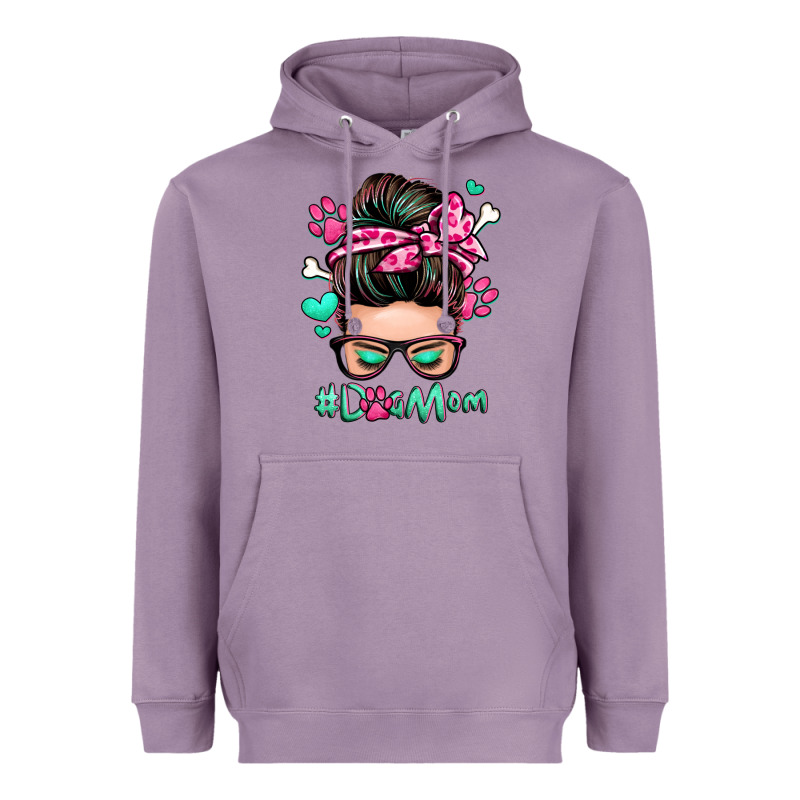 Dog Mom Messy Bun Heavyweight Hoodie by Zillion Design Studio | Teevron