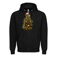 Black Skeleton merry christmas tree Zipper Hoodie - RanaPortraitStore