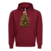 Burgundy Skeleton merry christmas tree Zipper Hoodie - RanaPortraitStore