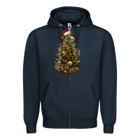 Navy Skeleton merry christmas tree Zipper Hoodie - RanaPortraitStore