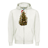 Oatmeal Heather Skeleton merry christmas tree Zipper Hoodie - RanaPortraitStore
