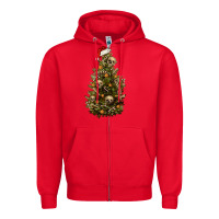 Red Skeleton merry christmas tree Zipper Hoodie - RanaPortraitStore