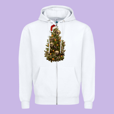 Zipper Hoodie Skeleton merry christmas tree