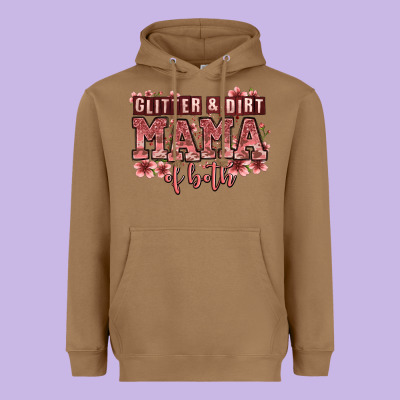 Glitter And Dirt Mama Of Both Girls Heavyweight Hoodie Designed By Zillion Design Studio