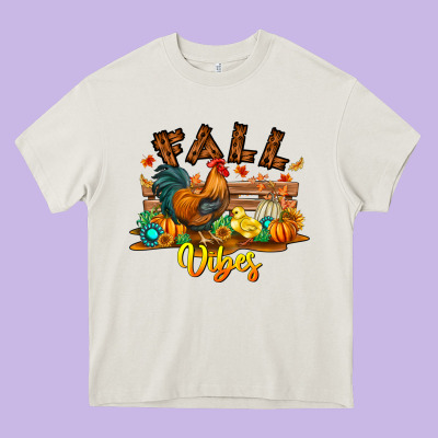 Fall Vibes Heavy Core Tee Designed By Cowhidedigitalart