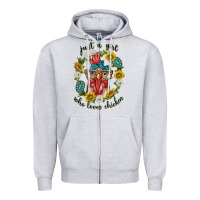 Heather Grey just a girl who loves chicken with sunflowers and gemstone Zipper Hoodie - texasbilliewilder