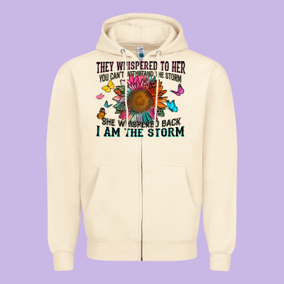 They Whispered To Her You Can't Withstand The Stor Zipper Hoodie Designed By Zillion Design Studio