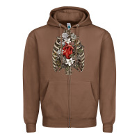 Chestnut Skeleton Rib Cage Heart Zipper Hoodie - RanaPortraitStore