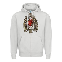 Dove Grey Skeleton Rib Cage Heart Zipper Hoodie - RanaPortraitStore
