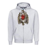 Heather Grey Skeleton Rib Cage Heart Zipper Hoodie - RanaPortraitStore