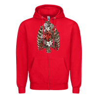 Red Skeleton Rib Cage Heart Zipper Hoodie - RanaPortraitStore