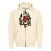 Sandshell Skeleton Rib Cage Heart Zipper Hoodie - RanaPortraitStore