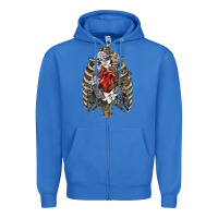 Skeleton Rib Cage Heart Zipper Hoodie | Teevron