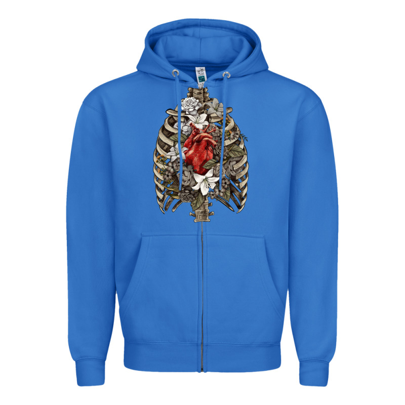 Skeleton Rib Cage Heart Zipper Hoodie by RanaPortraitStore | Teevron