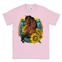 Bubblegum Pink western horse with horseshoe Classic Tee - texasbilliewilder