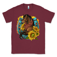 Burgundy western horse with horseshoe Classic Tee - texasbilliewilder