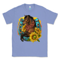 Colony Blue western horse with horseshoe Classic Tee - texasbilliewilder