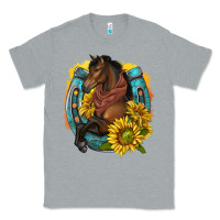 Heather Grey western horse with horseshoe Classic Tee - texasbilliewilder