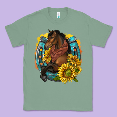 Classic Tee western horse with horseshoe