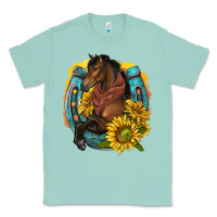Seafoam western horse with horseshoe Classic Tee - texasbilliewilder