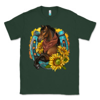 Sports Green western horse with horseshoe Classic Tee - texasbilliewilder