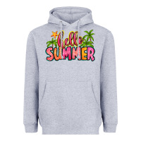 Heather Grey hello summer Heavyweight Hoodie - Zillion Design Studio
