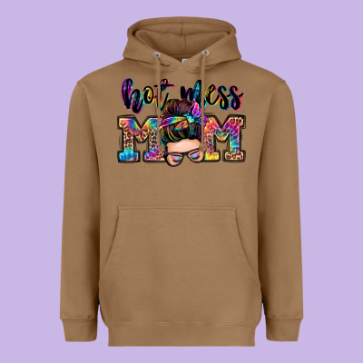 Hot Mess Mom Messy Bun Heavyweight Hoodie Designed By Zillion Design Studio