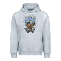 Heather Grey compass with mountain Urban Hoodie - MaliasSmallBusiness