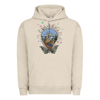 Pigment French Oak compass with mountain Urban Hoodie - MaliasSmallBusiness