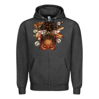 Charcoal Heather baseball afro messy bun Zipper Hoodie - texasbilliewilder