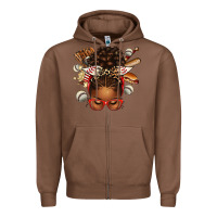 Chestnut baseball afro messy bun Zipper Hoodie - texasbilliewilder