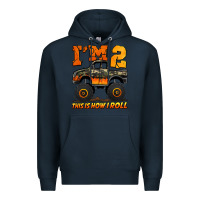 Navy i'm two this is how i roll monster truck birthday Premium Hoodie - Jasminsmagicworld