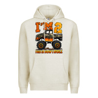 Oatmeal Heather i'm two this is how i roll monster truck birthday Premium Hoodie - Jasminsmagicworld