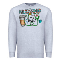 Heather Grey nursing İn my heart Premium Sweatshirt - CowhideDigitalArt