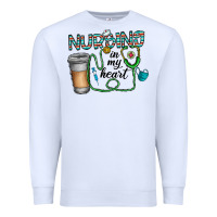 White nursing İn my heart Premium Sweatshirt - CowhideDigitalArt