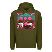Army Green western nurse life needle Premium Hoodie - BarkalooDesign