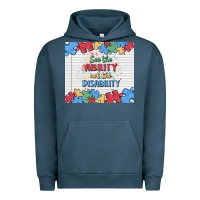 Pigment Midnight Navy see the ability not the disability Urban Hoodie - MaliasSmallBusiness