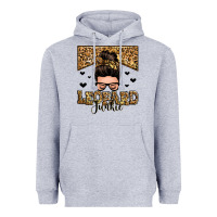 Heather Grey leopard junkie messy bun Heavyweight Hoodie - Zillion Design Studio