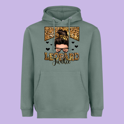 Leopard Junkie Messy Bun Heavyweight Hoodie Designed By Zillion Design Studio