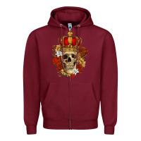 Burgundy Skull King Zipper Hoodie - RanaPortraitStore