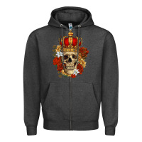 Charcoal Heather Skull King Zipper Hoodie - RanaPortraitStore