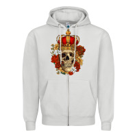 Dove Grey Skull King Zipper Hoodie - RanaPortraitStore