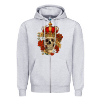Heather Grey Skull King Zipper Hoodie - RanaPortraitStore