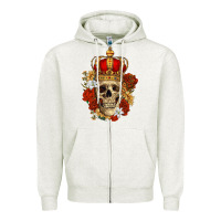 Oatmeal Heather Skull King Zipper Hoodie - RanaPortraitStore