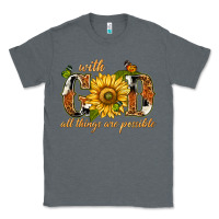 Charcoal Heather With god all things are possible with sunflower Classic Tee - texasbilliewilder