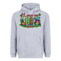 Heather Grey living on lake time Heavyweight Hoodie - Zillion Design Studio