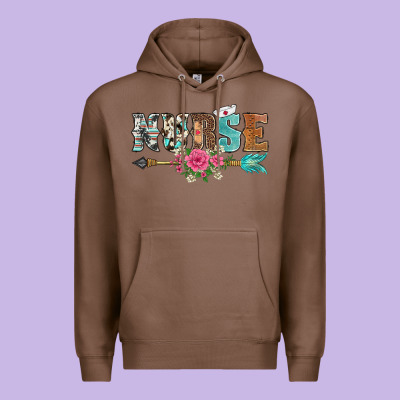 Western Nurse Arrow Floral Premium Hoodie Designed By Barkaloodesign