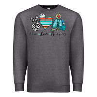 Charcoal Heather peace love nursing Premium Sweatshirt - CowhideDigitalArt